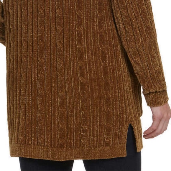 Women’s Long Cardigan Matty M Chenille Sweater w Pockets Size XXL Tan Brown NWT - Picture 6 of 6